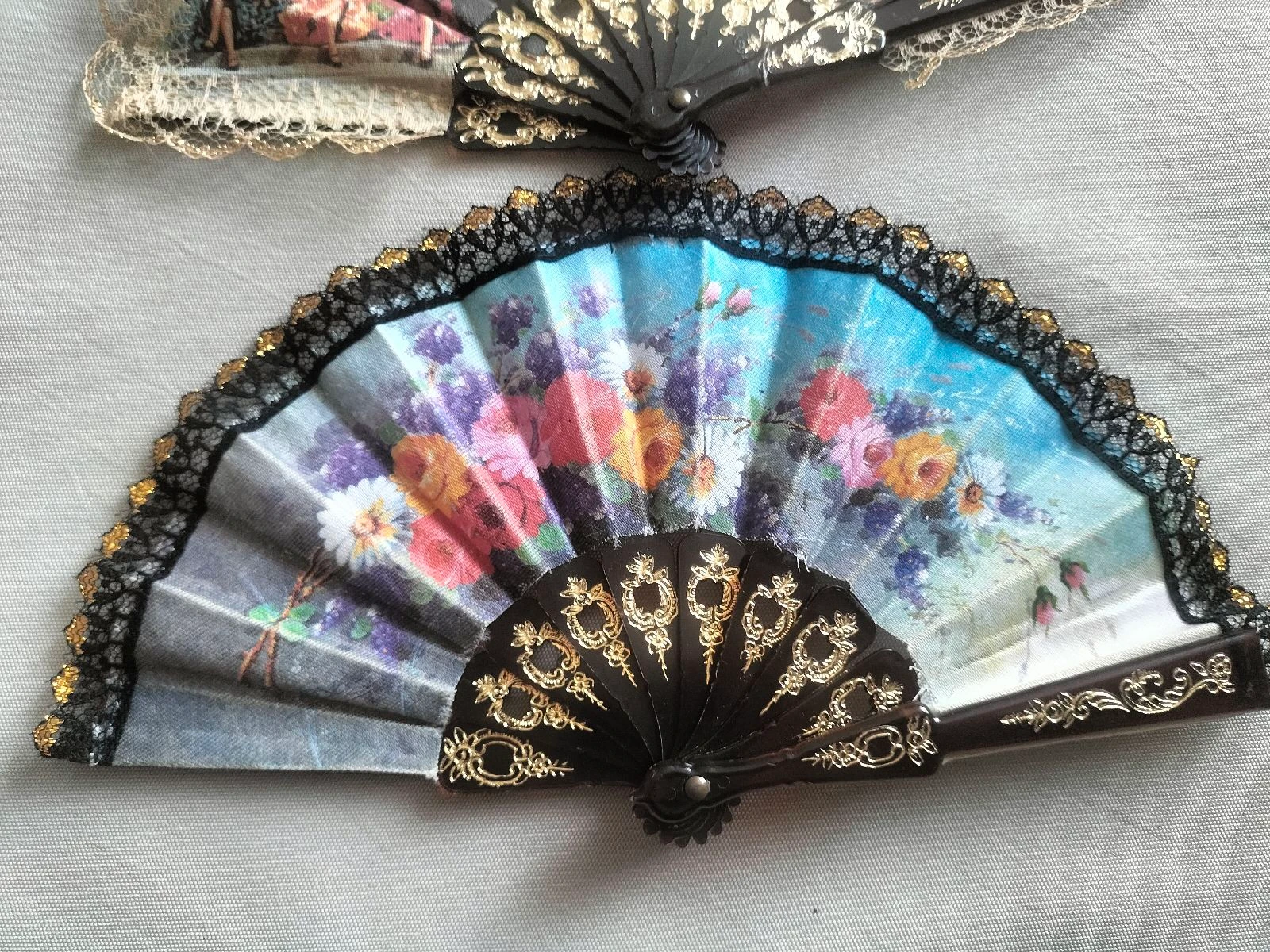 Lot of 2 Mini Spanish Style Fans | Good condition | Multicolor – photo 3
